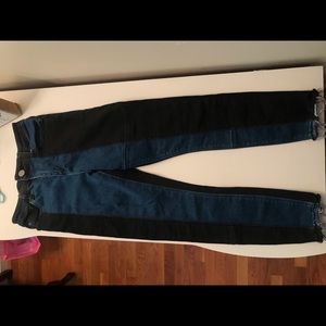 Two-Tone Panel Cropped Jeans